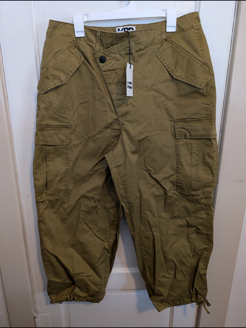 NWT Wide Leg Cotton Cargo Pants in Olive Green KBB by Kahlana Large
